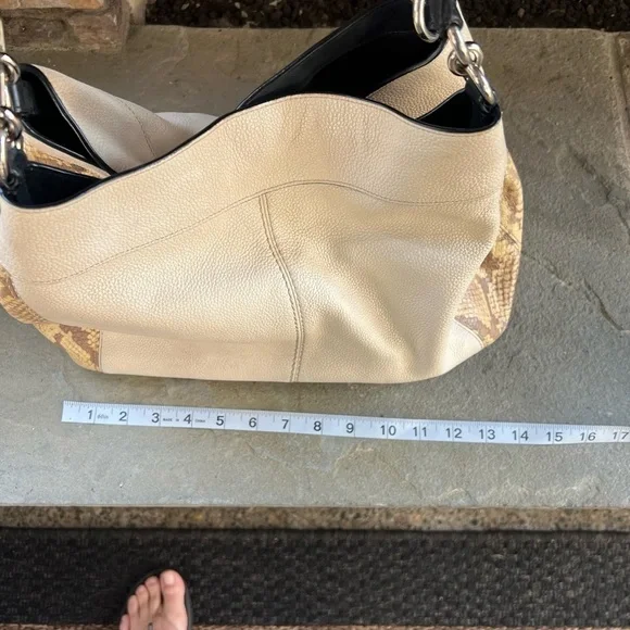 Coach Phoebe Two Tone Cream and Snake Python Sides - Picture 3 of 5